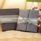 Dark Red Wooden Wholesale Wedding Invitation Box Silk With Ribbon Buckle thumbnail-3