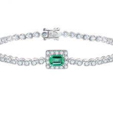 Fashion Jewelry Colobian Emerald Bracelet Charm 925 Silver Emerald & Moissanite Tennis Bracelet for Girl