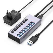 7 Ports USB 3.0 Hub With Individual On/Off Switches Splitter thumbnail-2