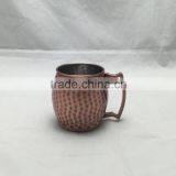 20oz Hammered Copper Moscow Mule Mug Handmade of 100% Pure Copper, Brass Handle Hammered Moscow Mule Mug / Cup. Quality Choice thumbnail-3