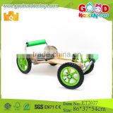 2015 High quality and unique design wooden kart toy for kids, hot sale 4 wheel car wooden toy kart