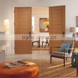 Interior customized CNC V grooved modern wooden doors for living room