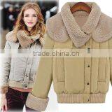 European Style 2015 Newest Winter Women's Lapel Lambs Wool Cotton Jacket thumbnail-1