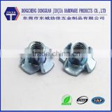 High Quality 4 Prongs DIN 1624 White Zinc Plating Carbon Steel Furniture Tee Nuts