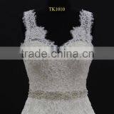 Two Straps Cross Back L.gold/IV Colored A-line 2016 Wedding Dress With Long Train thumbnail-2