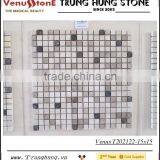 Crema Marfil and Emperador Mixed Marble Mosaic Tiles Tumbled thumbnail-1