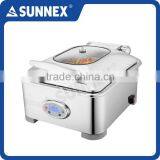 SUNNEX Factory Price Modern Designed Mirror Polished Stainless Steel Digital Control 4.5 Litre Catering Electric Chafing Dish thumbnail-2