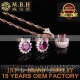 Factory Wholesale Silver Gemstone Jewellery Set 18K Gold Plating 925 Silver Natural Pink Topaz Earrings Pendant Necklace Set thumbnail-1
