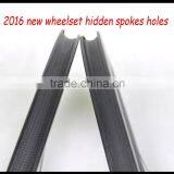 New Arrival 700c Bicycle Carbon Rims 56mm Hidden Spokes Wide 27mm Clincher Wheelset Toray Carbon Rims thumbnail-1