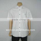 Men's Fashion Casual 100% Cotton White Short Sleeve Style Solid Shirt thumbnail-1
