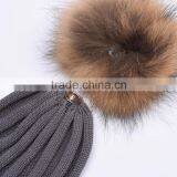 100% Cotton Customized Unisex Knitted Hats Winter Beanie Hat With Fur Ball KZ160087 Supplier's Choice thumbnail-5