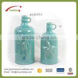 Home & Garden Glazed Ocean Blue Wine Bottle Wholesale Ceramic Flower Pots Hanging Hook for Planters thumbnail-1