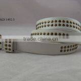 White PU Leather Metal Studded Belt thumbnail-1