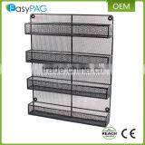 Kitchen Accessories 4 Tier Black Paint Wire Mesh Wall Mounted Spice Rack thumbnail-4
