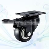 Black PU Suitcase Swivel With Brake 2 Inch Small Caster Wheel