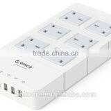 UK Standard Wholesale Surge Protector Power Strip 3 Plug Power Strip Red Wall Switch Socket With 2 USB Port thumbnail-1