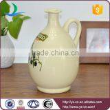 Beige Round Olive Branch Pattern Ceramic Oil and Vinegar Bottles Wholesale thumbnail-4
