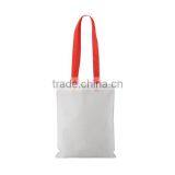 High Quality Portable Reusable White Shopping Bag With Colorful Handle thumbnail-5