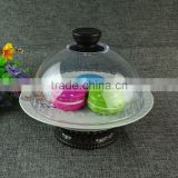 Wholesale Royal Luxury Ceramic Cake Stand For Restaurant Decorating Cake Tools WIth Glass Cover