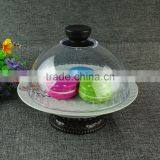 Wholesale Royal Luxury Ceramic Cake Stand For Restaurant Decorating Cake Tools WIth Glass Cover thumbnail-1