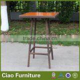 Outdoor High Bar Table With Teak Wood Top thumbnail-1