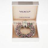 14K White Gold Plated Metal Xmas Ornament With Pink Crystals From Swarovski thumbnail-2