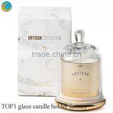 Customized Printed Logo Gold Round Dome Glass Candle Jars Wholesale Rose Gold Glass Bell Jars