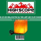 USB POWERED HIMALAYAN PINK SALT ORGANIC MINI LAMP CUBE SHAPE Use With Computer or USB PORT PLUG thumbnail-1