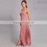2017 Summer Strappy Back Satin Slip Dress Women Maxi Dress HSd9022 thumbnail-2