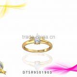 Pear Cut Single Cubic Zircon Stud Gold Plated Ring thumbnail-1