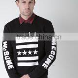 100% Cotton Black Printed Sweatshirt Round Neck Long Sleeves Sweaters For Man Custom Screen Printing Style Autumn Sweaters thumbnail-2