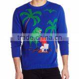 Men Blue Sweater Toilet Santa Pattern Christmas Jumpers thumbnail-1