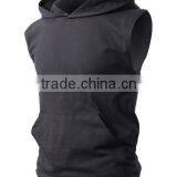 OEM New Design Cotton Plain Mens Custom Sleeveless Hoodie With Pocket thumbnail-4