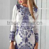 2016 Women Retro Pattern Printing Winter Dress With Belt thumbnail-2