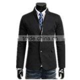 Mens Slim Fit Fashion Cotton Blazer Suit Jacket Black M to 2XL Plus Size Male Blazers Mens Coat thumbnail-3