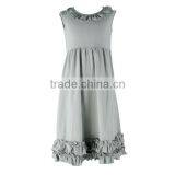 Wholesale Boutique Sleeveless Baby Dresses Girls Cotton Frock Designs Kids Solid Gray Gown thumbnail-1