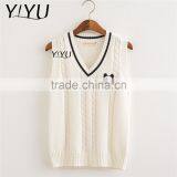 Hot Selling School Uniform Girl Embroidery V-neck Knit Vest Sweater thumbnail-4