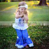 2016 Boutique Girl Clothing Fashion Summer Clothes Sleeveless Tops Ruffle Shorts Wholesale Adorable Clothing Girls Summer Outfit thumbnail-4