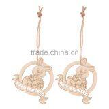 New Arrival Wood Cut Happy Easter Rabbit Wooden Tag Embellishment With String thumbnail-6