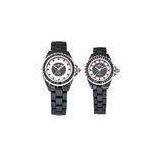 OEM Branded Noble Couple Ceramic Watches with Ceramic Strap, Black Crystal Ring