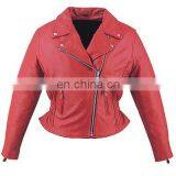 HMB-0328F WOMEN LEATHER JACKETS BASIC BIKER FASHION RED COATS