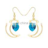 Best Quality Wedding Blue Crystal Heart Earring Moon Pearl Earring for Bridesmaid Gift thumbnail-1