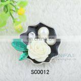 Lovely Flower Pearl Rhinestone Brooch Enamel Pin Brooch for Scarf