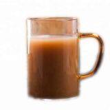 High Borosilicate Handblown Office Glass Tea Cup With Colored Handle