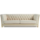 Luxury leather cushion solid wood structure pull clasp living room sofas