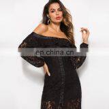 Latex Mini Dresses Black Sex Short Elegant Casual Lace Dresses thumbnail-5