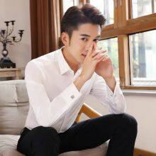 French Shirt Men's Long Formal Suit Business Suit White Shirt Inch thumbnail-3