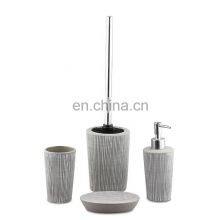 Vertical Stripes Relief Design 4-piece Ceramic Bath Accessory Hardware Designer Bathroom Set thumbnail-1