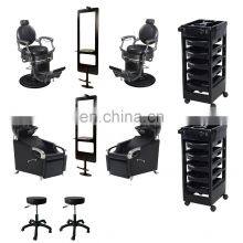 Barbershop Hairdressing Chairs Salon Furniture Equipment Set Mirror Stations Shampoo Bed Vintage Barber Chair Set