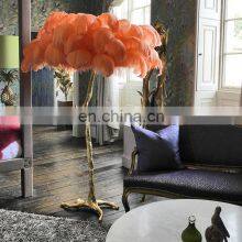 Dance Wedding Party Standing Lamps For Living Room Creative Resin Copper Ostrich Feather Floor LED Lamp thumbnail-4